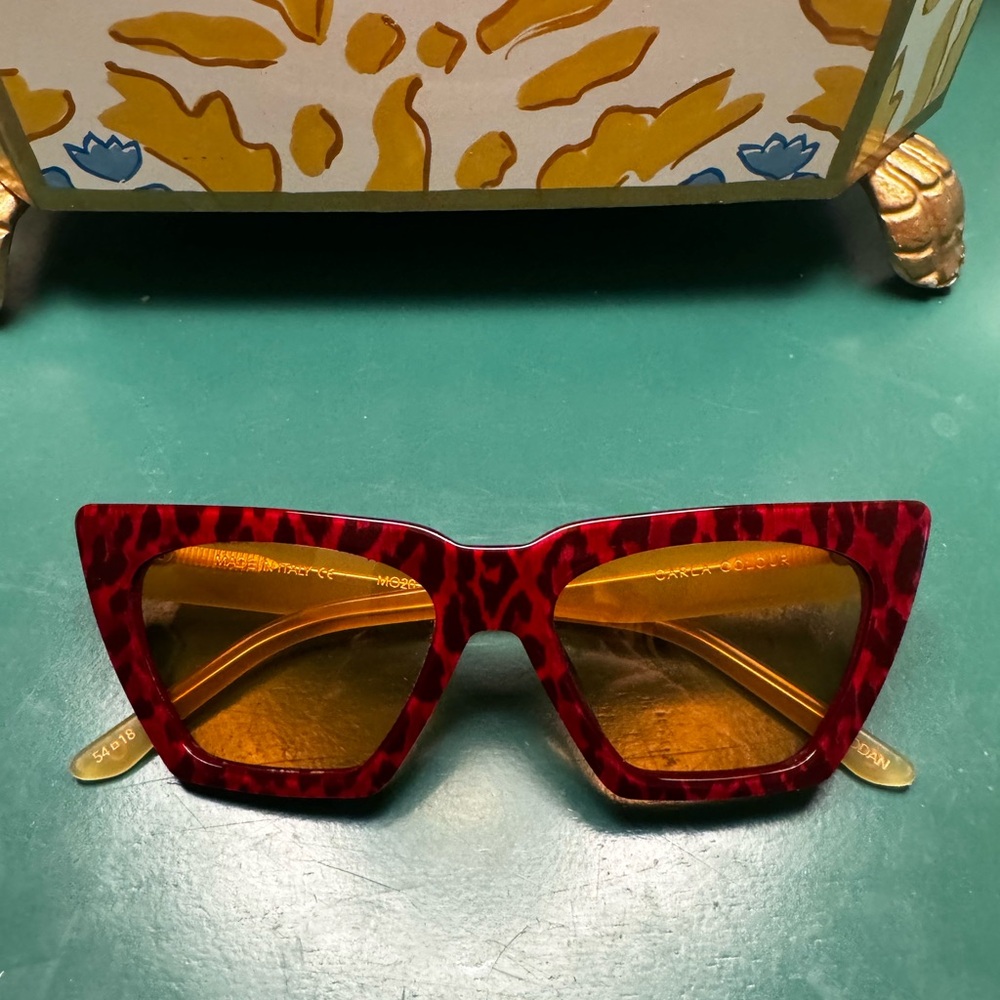 Angular Red Leopard Print Cateye Sunglasses